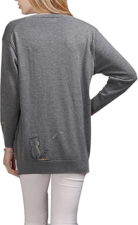 B dressy Women 's Crew Neck Sweater Lady Casual Soft Long Sleeve Loose Slim Fit Sweatershirt 
