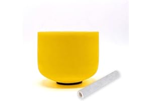 TAIFENG E Note Solar Plexus Chakra Yellow Colored Quartz Frosted Crystal Singing Bowl 8 inch
