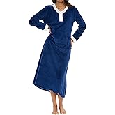 Alexander Del Rossa Fleece Nightgowns for Women Long Sleeve, Womens Nightgowns Long Sleeve - Solid and Flannel Plaid
