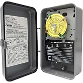 T104R Mechanical Timer Switch, 208&ndash;277 VAC 40 Amp,Pool Pump Switch, 24 Hour 12 ON/Off for Pump, Heavy Duty Pool Timers Outdoor, Timer for Pump Lights HVAC Systems, 5 Years Warranty