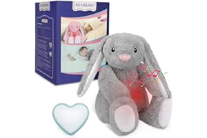 DEARBABY Baby Soother Cry Activated Sensor Toys,Heartbeat Bunny for Babies,Plush Stuffed Animal for Newborn Infants,Baby Toy Vibrating with Mom’s Heartbeat, for Girls and Boys