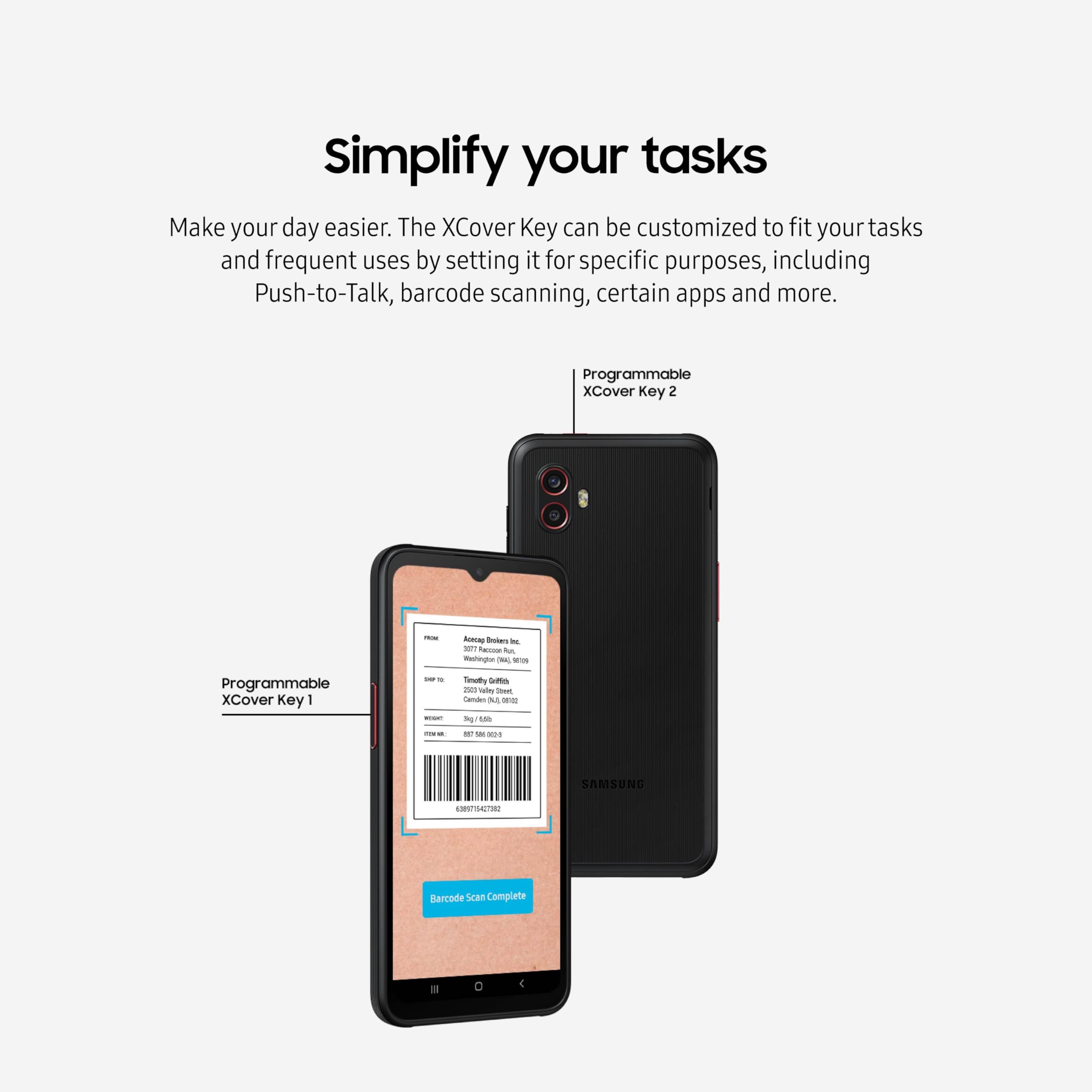 SAMSUNG Galaxy XCover6 Pro 5G | Rugged (IP68 Rated) Unlocked (Verizon, AT&T, T-Mobile, US Cellular) | Dual Sim (1 Nano + 1 eSIM) | 128GB | US Version (2022 Model) | Black (SM-G736UZKEXAA)