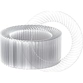 FOCUSLINE 10 Inch Clear Plastic Plates, 100 Count Disposable Heavy Duty Dinner Plates, Premium Hard Plastic for Weddings, Parties & Events