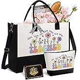 Teacher Appreciation Gifts for Women, Best Unique Ideas from Students, Funny Retirement Graduation Thank You Gifts for Teacher w/Tote Bag, Back to School, Birthday, Christmas