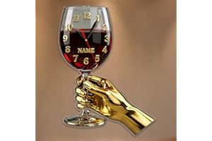 Custom Wine Cup Themed Wall Clock Personalized Name Wine Cup Themed Wall Hanging Clocks, 2D Acrylic Wall Art Decor for Bar Ma