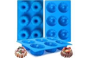 SIDOSIR 3PCS Mini Bundt Cake Pan, 6Cavity Heritage Bundtlette Cake Silicone Mold for Baking,Non Stick Fancy Molds for Fluted Tube Cake (Original)