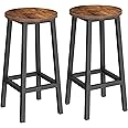 VASAGLE Bar Stools, Set of 2 Bar Chairs, Steel Frame, 25.2 Inch Tall, for Kitchen Dining, Easy Assembly, Industrial Design, Rustic Brown and Black ULBC32X