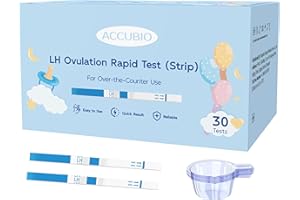 ACCUBIO Ovulation Test Strips, Bulk Ovulation Tests, Fertility Tests with Collection Cups, Accurate LH Test for Home, Ovulation Predictor Kit, 5mm Wider 25 MIU/mL (30 Count)