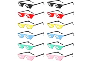 SUNOVELTIES 12 Pack Thug Life Party Sunglasses 8 Bit Pixelated Multicolor Mosaic Gamer MLG Photo Props Glasses Adults Teens