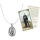 Trendzeen St Peregrine Necklace - Saint Peregrine Medal, St Peregrine Prayer Card | Saint Peregrine Laziosi Cancer Prayer Medal | St Peregrine Patron Saint Of Cancer Patients Set of 2 Items