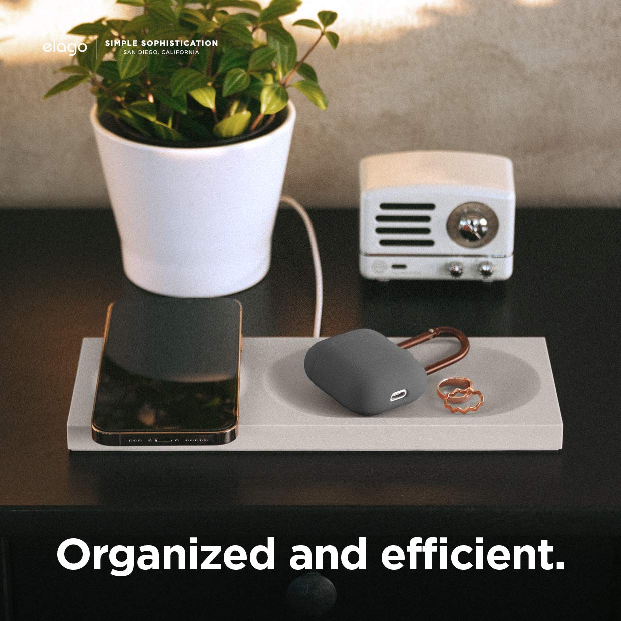 elago Charging Tray Compatible with MagSafe Charger, Compatible with iPhone 16/15/14/13/12, AirPods Wireless Case and Other Wireless Charging Phones [Stone] [Charging Cable Not Included]