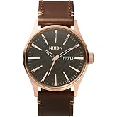 Nixon Men's Sentry Leather Watch | (42mm Watch Face, 23mm Leather Band)