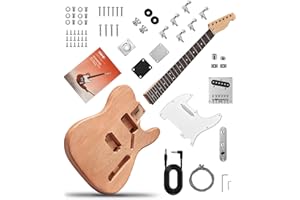 TOSTAR DIY TL Style Electric Guitar Kit with SS Pickups, Pre-Sealed Mahogany Body, Maple Neck, Purpleheart Fingerboard, Build