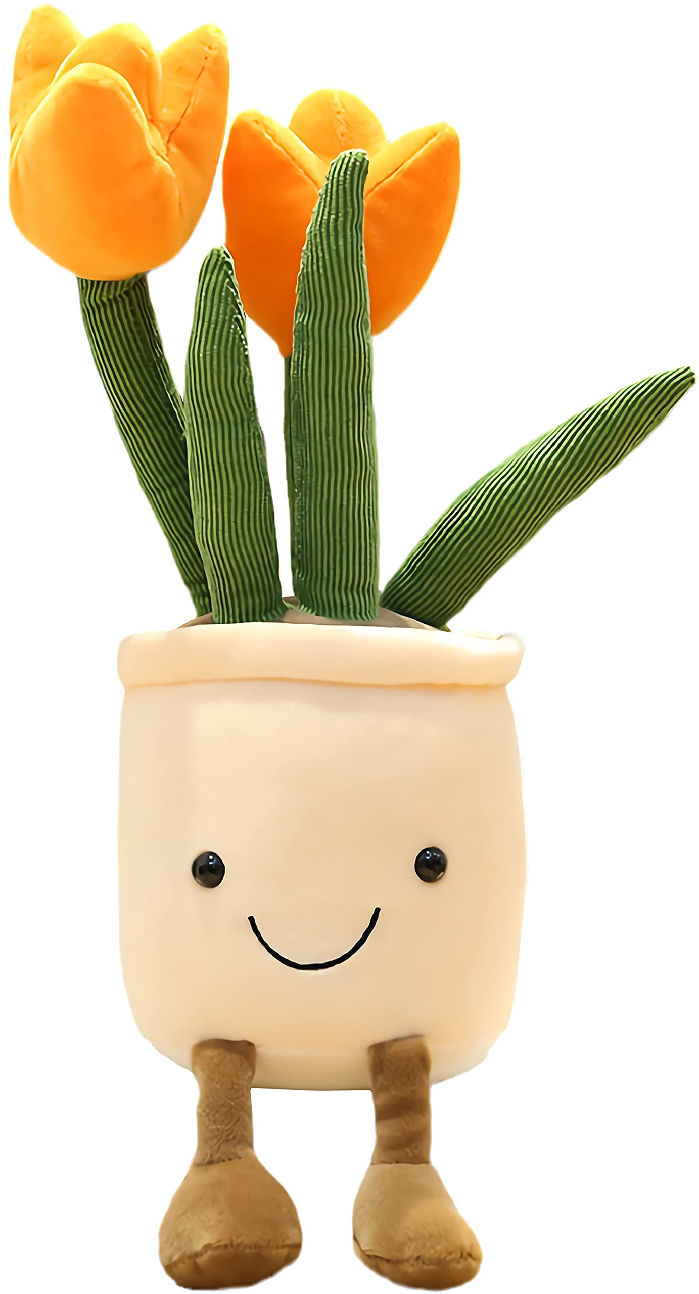 Photo 1 of WUZHOU Tulip Plush Toy, 13.7" Flower Pot Stuffed Plushie Pillow Decoration, Soft Fluffy Toy Succulent Plants Friend Throw Pillow, Multicolor (Orange-Tulip)