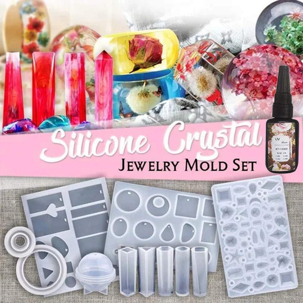 Jewelry Making Kits - DIY Crystal Glue Jewelry Mold 83 Pcs Set Handmade Crystal Glue Mold Set - DIY Key Chain, Earrings, Necklaces, Pendant, Bracelets and More (White)
