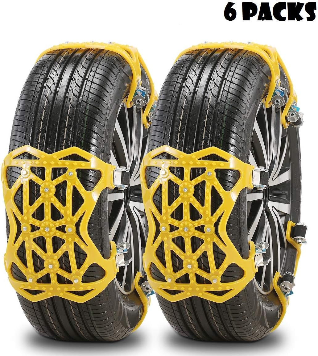 Qomolo Car Snow Chain, Universal Winter Anti-skid Wheel Tire Emergency Chains for Cars SUV Truck Driving on Snow and Ice Road, Sand and Mud Road,Uphill Road (M1)