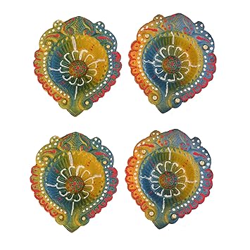 LA FABRICA Handmade Earthen Clay/Terracotta Decorative Dipawali/Diwali Diya/Tealight/Oil Lamps for Pooja/Puja - Terracotta Table Diya Set  (Height: 2.5 inch) (4)