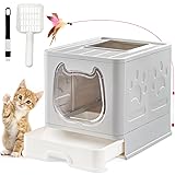 Suhaco Cat Litter Box with Lid Covered Top Entry