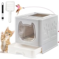 Suhaco Cat Litter Box with Lid Covered Top Entry