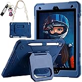 for iPad 9th/ 8th/ 7th Generation Case (iPad 10.2 inch Shockproof Case) with 360 Rotating Grip Magic Stand, Pencil Holder/Keychain/Carrying Shoulder Strap for iPad 10.2 inch