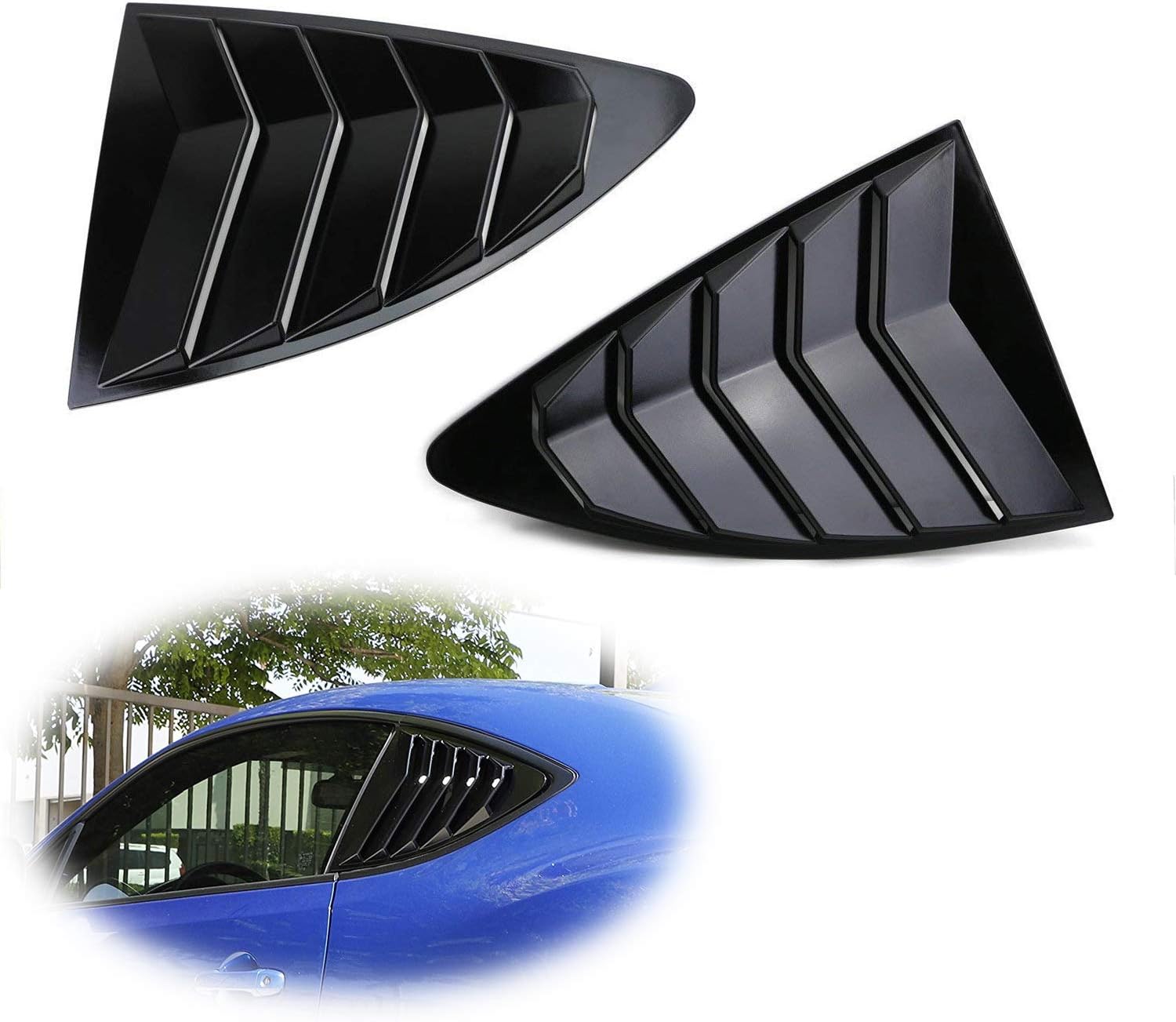 Acouto Left & Right Side Window Louvers Vent Cover Trim ABS for 86