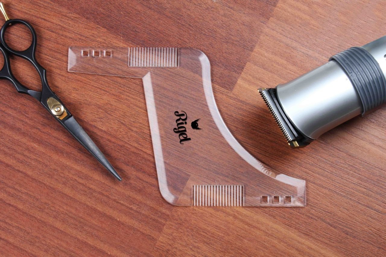 Rigel Beard Shaper Transparent Beard Kit Shaping Tool - Premium Quality Beard Stencil Mens Grooming Tool Kit - Beard Comb For Line Up And Edging