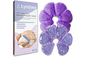 2 Pack Breast Therapy Packs, Lyntimo Hot and Cold Breastfeeding Essentials Ice Pack for Pain Relief, Dual-purpose Nipple Cool