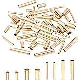 PH PandaHall 60pcs Brass Tube Spacers 4 Sizes 924.5mm Gold Plated Macrame Beads for DIY Crafts, 25.5mm Hole