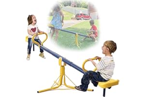 TAILERNRUYE Seesaw for Kids Outdoor,68.5 inch Teeter Totter Sit&Spin Outdoor Toys Swiveling 360 Degrees Rotating for Children Sitting Height of 21.6–28.4 in Age 3-8 Courtyard Park Playground Balcony