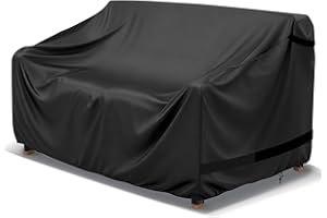 LBTING Patio Loveseat Cover, Outdoor Sofa 2-Seater Couch Covers 53W x 32D x 30H Inches, 420D Waterproof Windproof Dust-proof UV-Resistant Furniture Bench Cover - Black