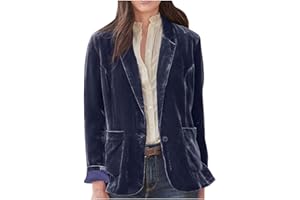 Momasggi Women's Velvet Jacket 1 Button Notched Lapel Long Sleeve Blazer Vintage Elegant Coat Work Office Casual Outerwear