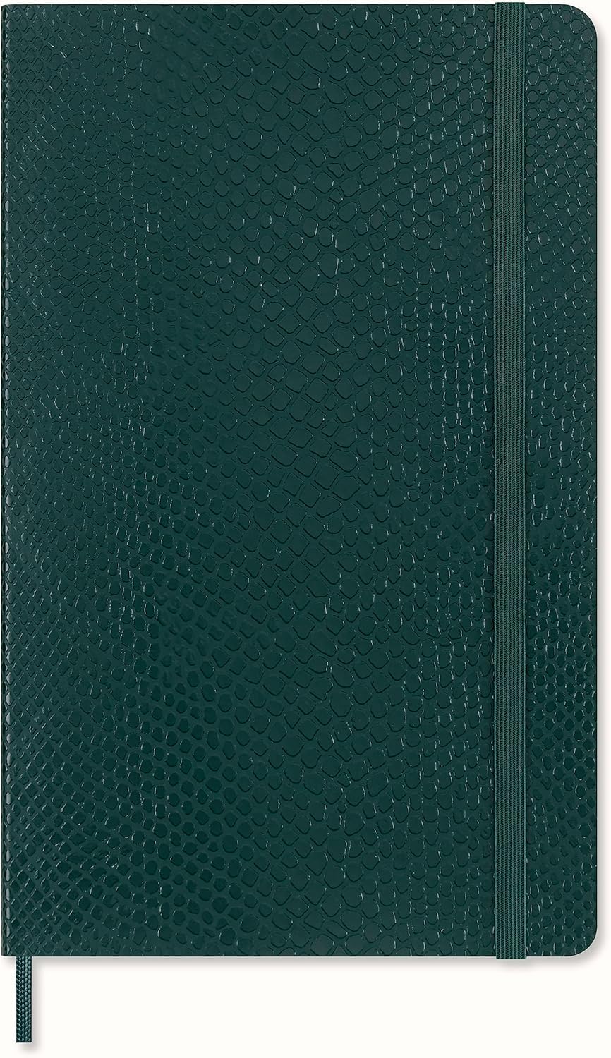 Moleskine Precious & Ethical Notebook, With Gift Box, Vegan Soft Cover Python-Effect, Elastic Closure, Large Format 13x21 cm, Colour Green — image 1