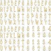 108 Pcs Bubble Letter Charms Gold Alloy Metal A-Z Alphabet Letter Charms Number Dangle Charm Pendant Spacer Beads for DIY Craft Bracelet Wristbands Necklace Choker Keychain Jewelry Making Finding