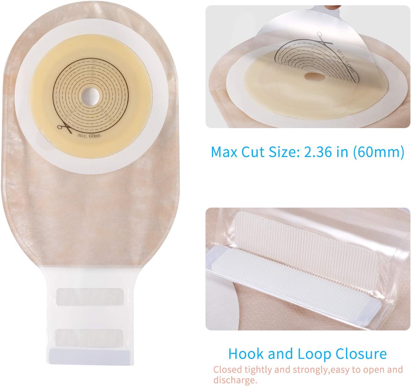 20 PCS Colostomy Bags, Ostomy Supplies,One Piece Drainable Ostomy Pouch for Ileostomy Stoma Care, Cut-to-Fit: Health & Personal Care