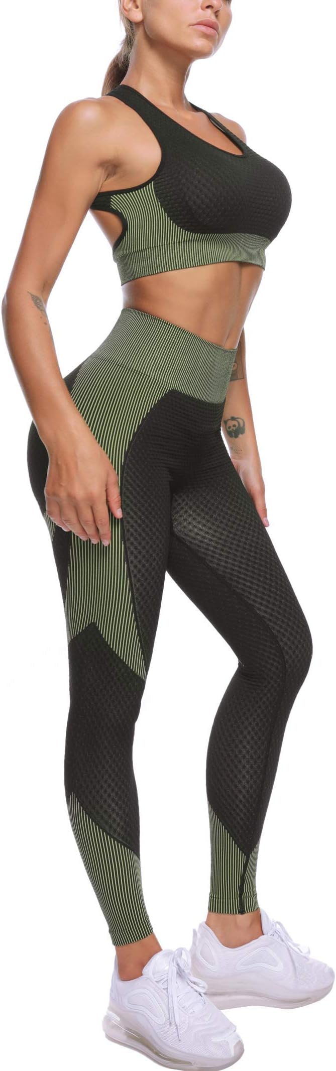 Women's 2 Piece Tracksuit Workout Set - High Waist Leggings and Crop Top