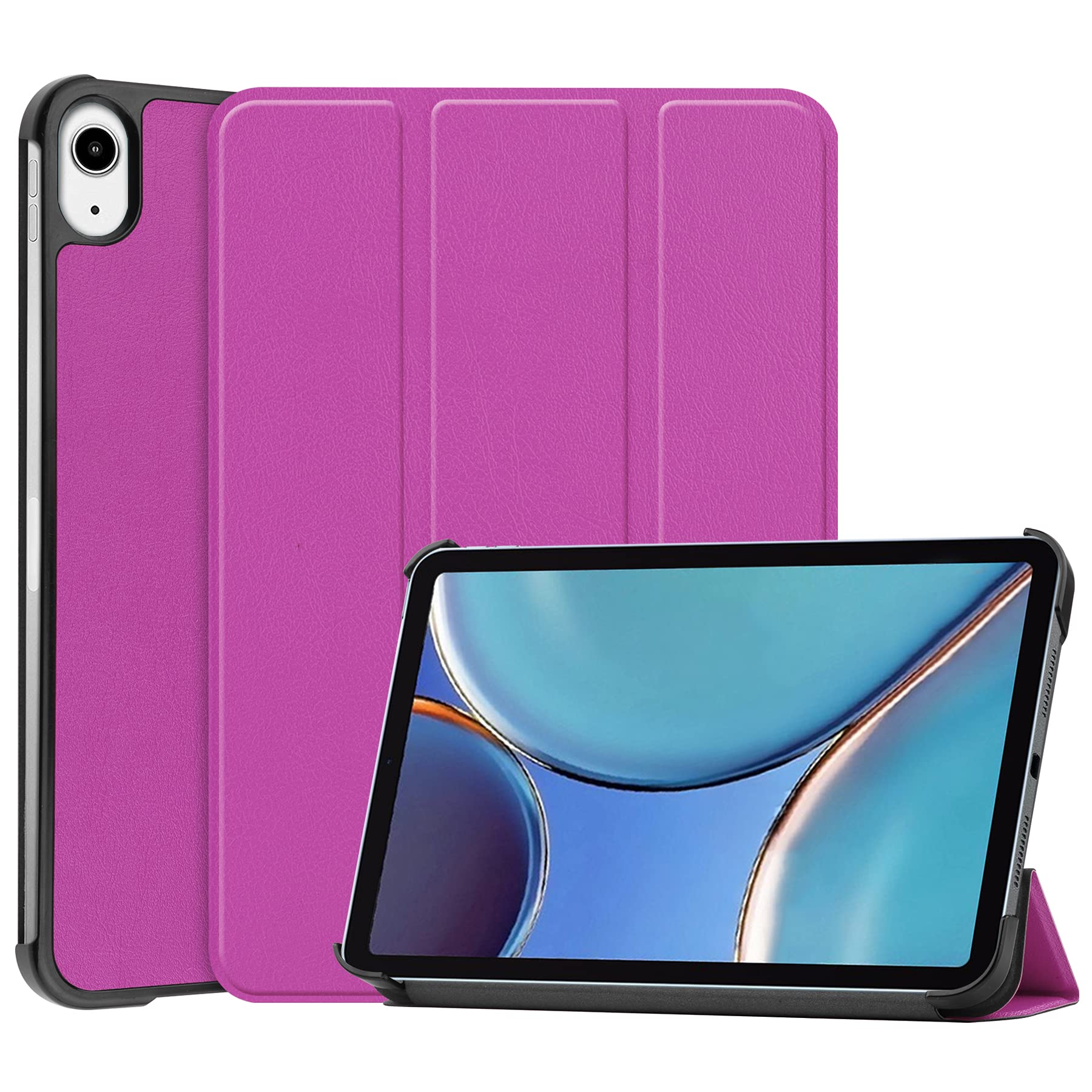iCatchy Case for iPad mini (A17 Pro, 2024 Model, 7th Generation) / mini 6 (2021 Model, 6th Generation) Leather Wallet Durable Protective Smart Auto Wake/Sleep (Purple)