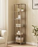 TUTOTAK Bookshelf, 6-Tier Tall Book Shelf, Narrow Bookcase for Small Space, DIY Stackable Bookshelf, for Living Room, Office, Study, Entryway, Industrial, Pure Greige BS01BG006G