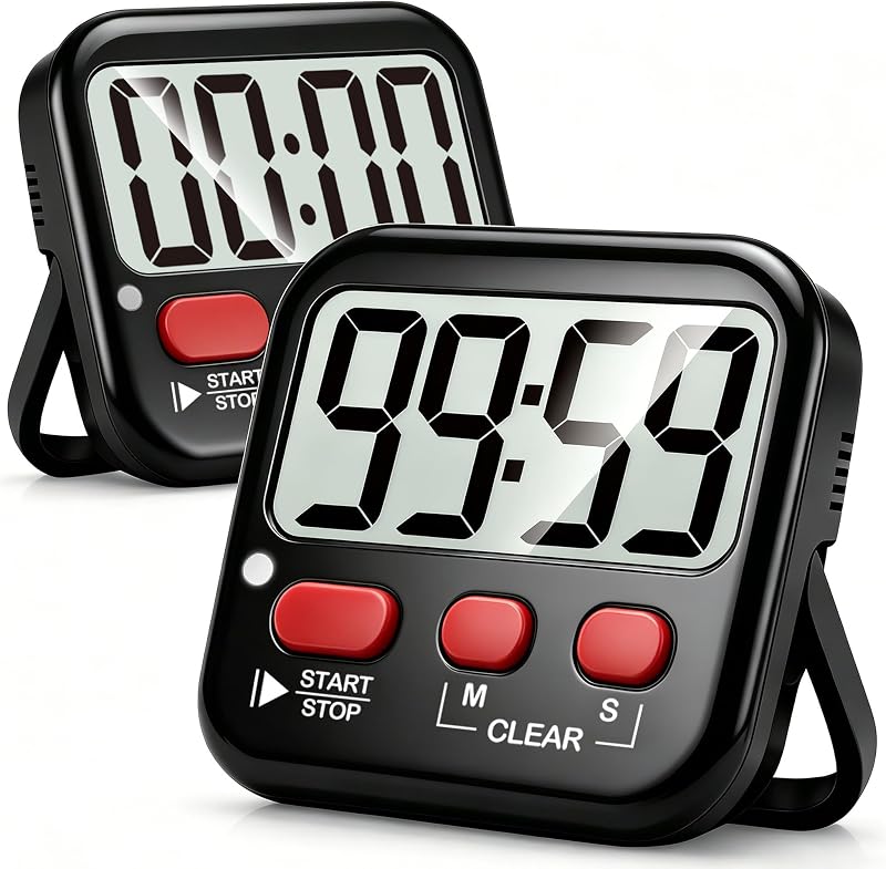 Antonki 2 Pack Digital Kitchen Timers Magnetic Countdown Wait 99:59