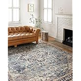 Loloi II Hathaway Collection HTH-01 Navy / Multi 9'-0" x 12'-0", .25" Thick, Area Rug, Soft, Durable, Printed, Modern, Low Pi