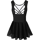 Tegmk Girls Tank Ballet Leotards with Skirt Toddler Dance Dress,Cute Butterfly Hollow Back