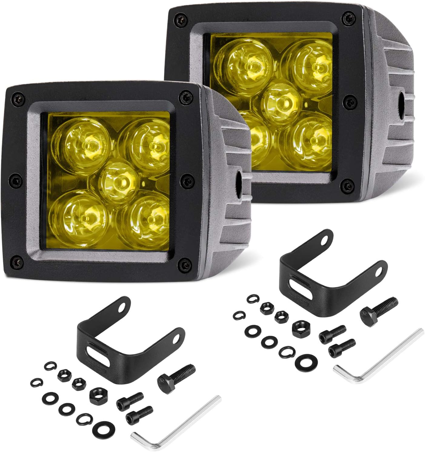 Amber LED Cubes, YCHOWTECH LED Pods 2PCS 3Inch 100W High