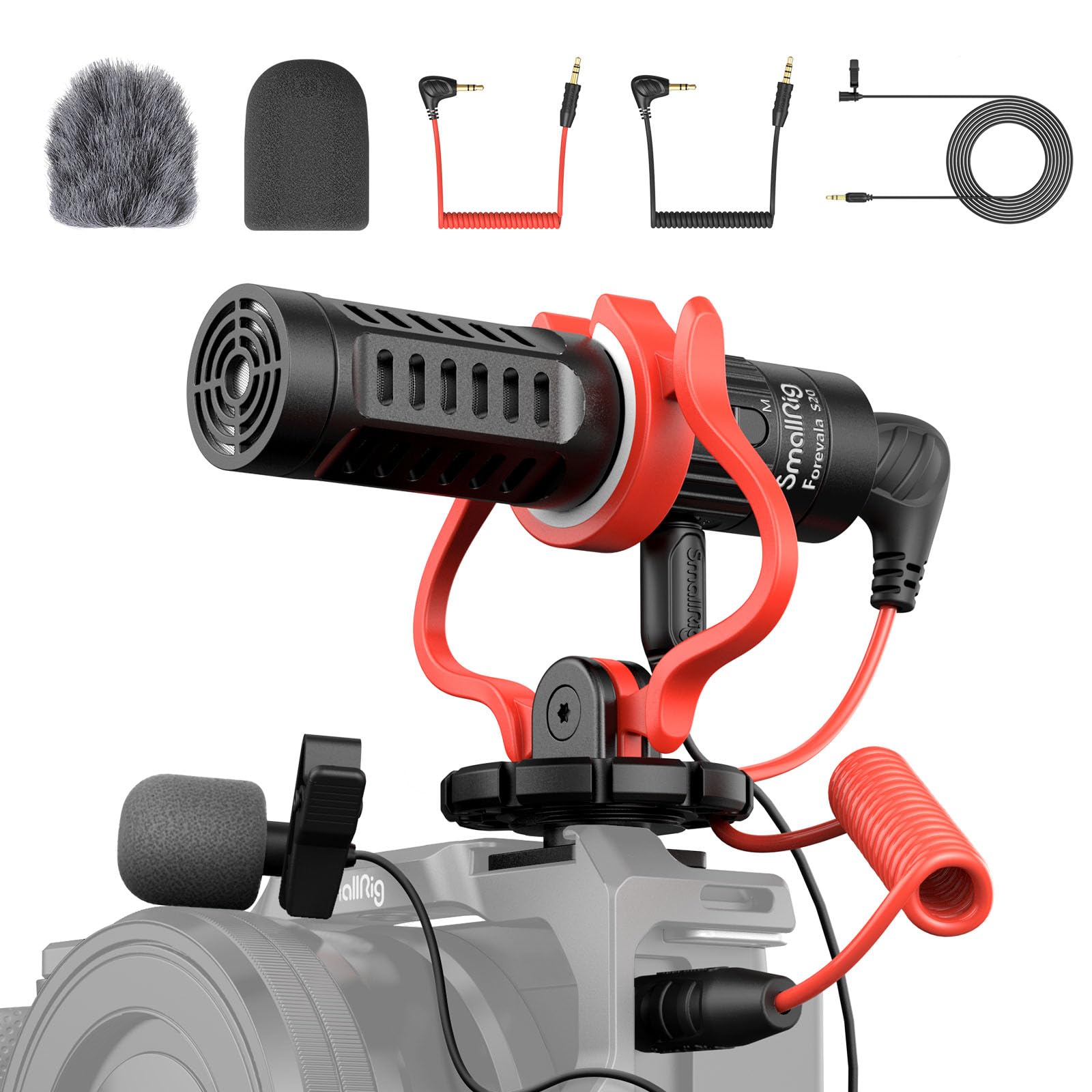 Photo 1 of SMALLRIG Shotgun Mic for Camera, Video Microphone for DSLR & for iPhone, Camera Microphone for Sony and for Canon, with Shock Mount, Deadcat Windscreen, Dual Channel for Vlogging and Interview