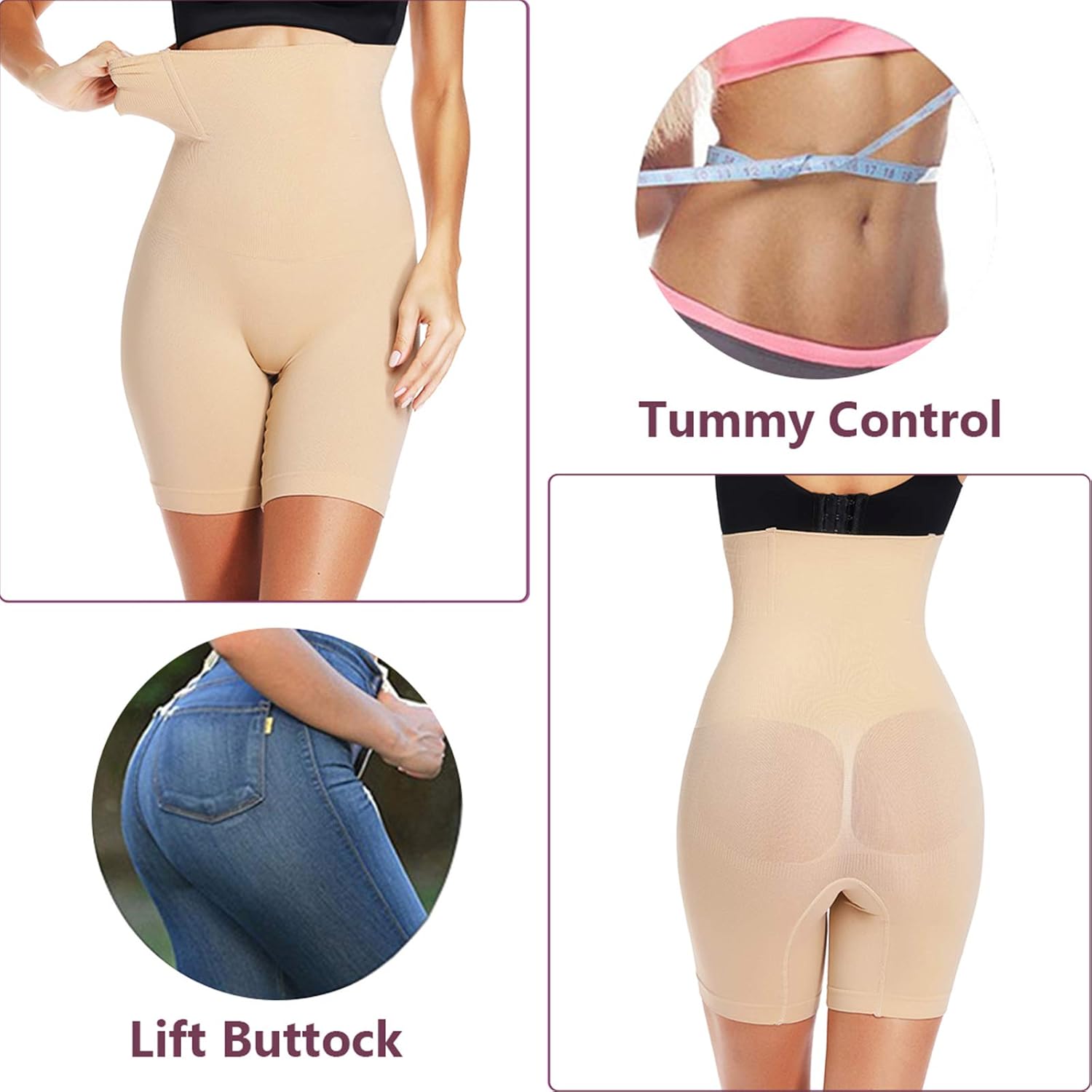 Shapewear Shorts for Women Thigh Slimmer Slip Shorts Under Dress Tummy Control Panties Body Shaper at  Women’s Clothing store