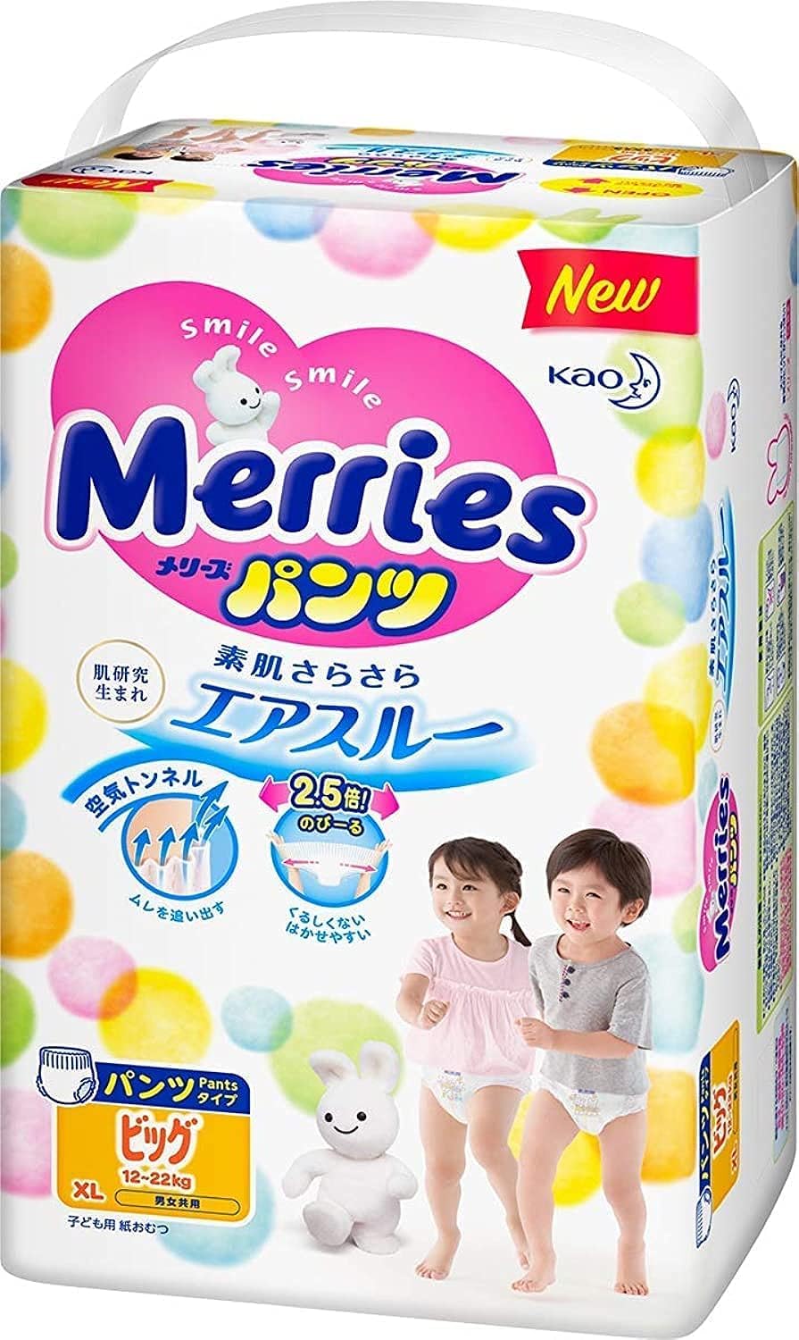 Japanese Diapers Pants Merries XL (Extra Large) 12-22 Kg. 38+6 pcs