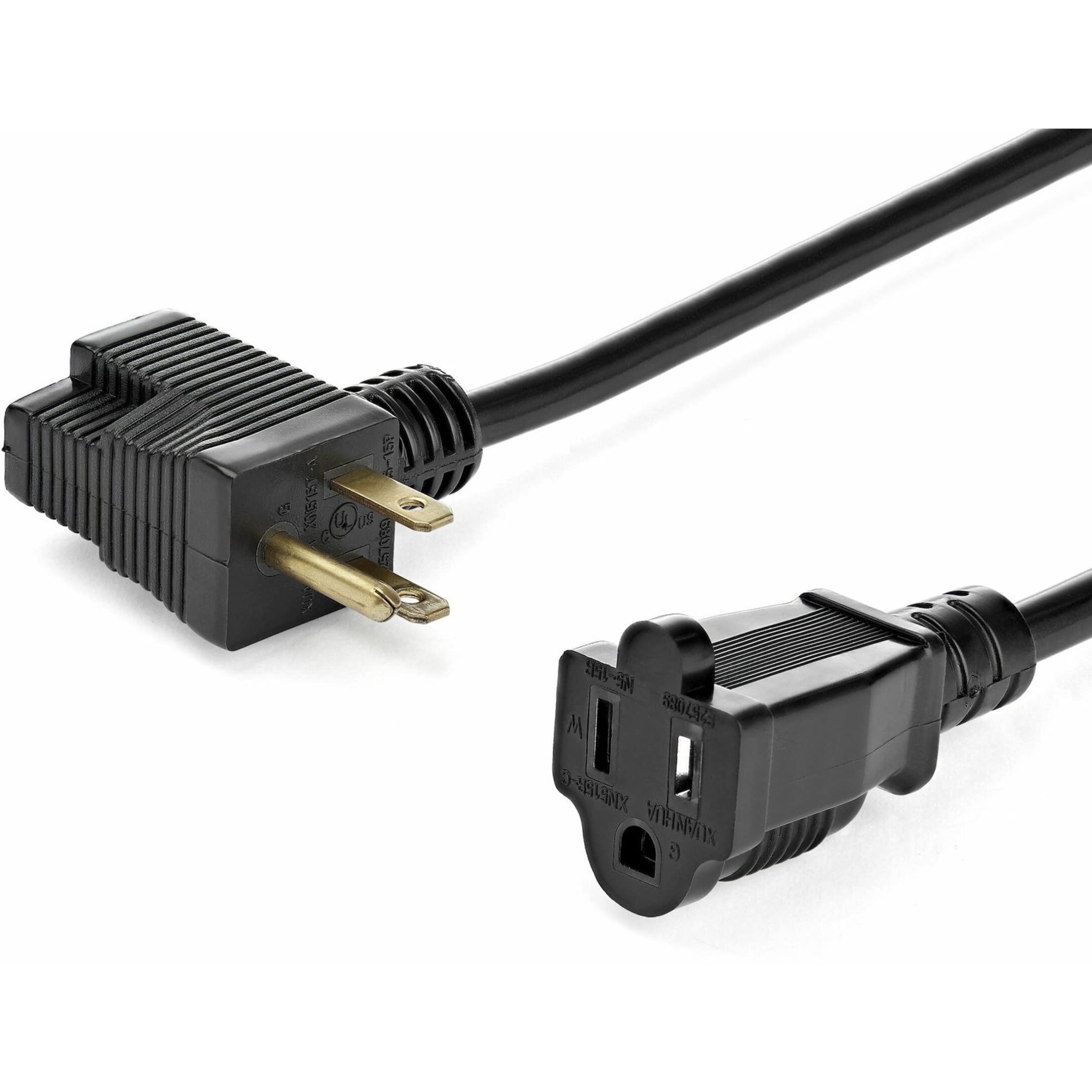 StarTech.com 1ft (0.3m) Short Extension Cord, NEMA 5-15P/R to NEMA 5-15R, 13A 125V, 16AWG, Outlet Saver Power Extension Cord with Extra Passthrough Outlet, AC Extension Cable, UL Listed (PAC102)