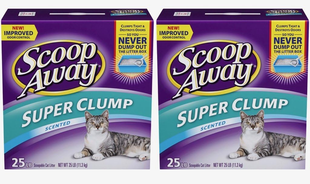Scoop Away Super Clump with Ammonia Shield, Scented Cat Litter, 25 Pound Carton (2-Pack)
