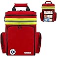REDCUBE First Aid Backpack,Emergency Medical Backpack Empty, Survival Essentials Trauma Kit Bag First Responder Carrier for EMT, Paramedics, Red