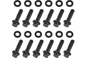 SYUNSXOON Chromoly Header Bolt Kits, 3/8in Flange Hex Header Bolts Compatible with Chevy 1997-2013 LS Engines, Chevrolet 4.8L, 5.3L, 5.7L, 6.0L, 6.2L, Replace # 134-1102 Header Bolts