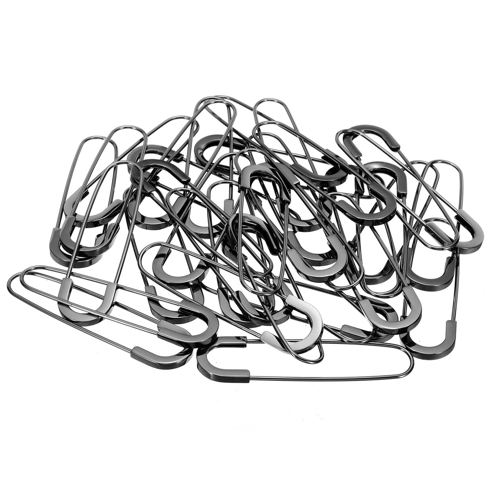 YOKIVE 35 Pcs Safety Pins, Metal Large Safety Pins Clips, Keep Fixed, Great for Office, Art, Home, Workshop, Daily Use (Black, 3.15-Inch)