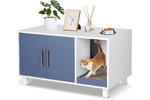 Pet Republic Cat Litter Box Enclosure Hidden Litter Box Furniture Wooden Cat Washroom Cat House Table Nightstand with Scratch Pad